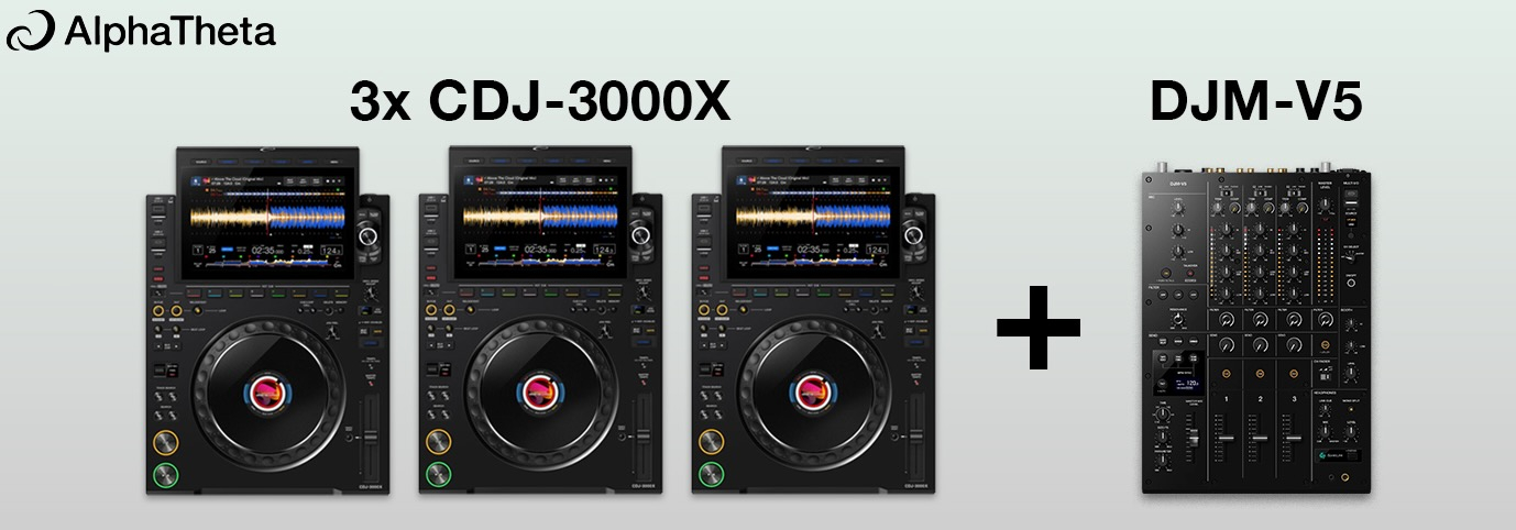 Bundle: AlphaTheta 3x CDJ 3000X + DJM-V5
