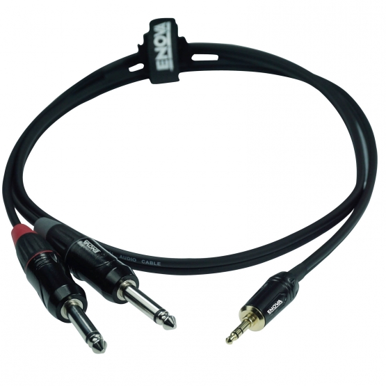 ENOVA 1 m 3.5 mm Jack stereo - 2x 6.3 mm Jack 2 pol mono Kabel schwarz & rot