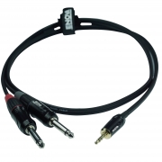 ENOVA 2 m 3.5 mm Jack stereo - 2x 6.3 mm Jack 2 pol mono Kabel schwarz & rot